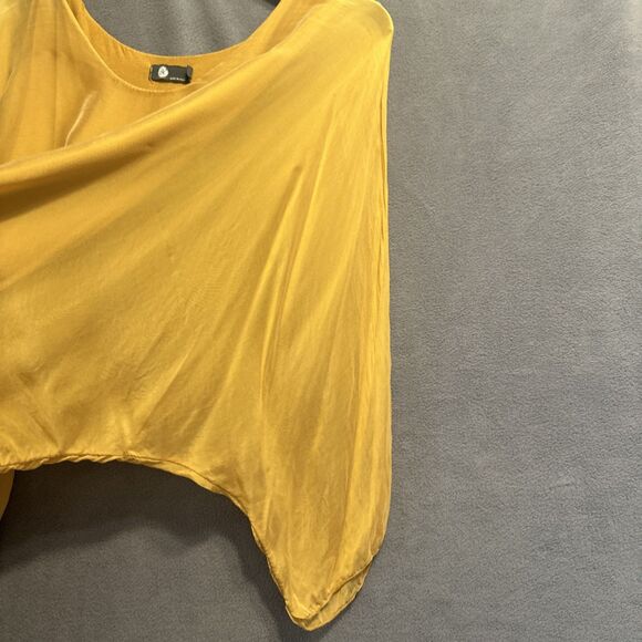 Made In Italy Silk Blend Dolman Top Sheer Lined Size M Gold Lagenlook Asymmetric - Picture 7 of 7